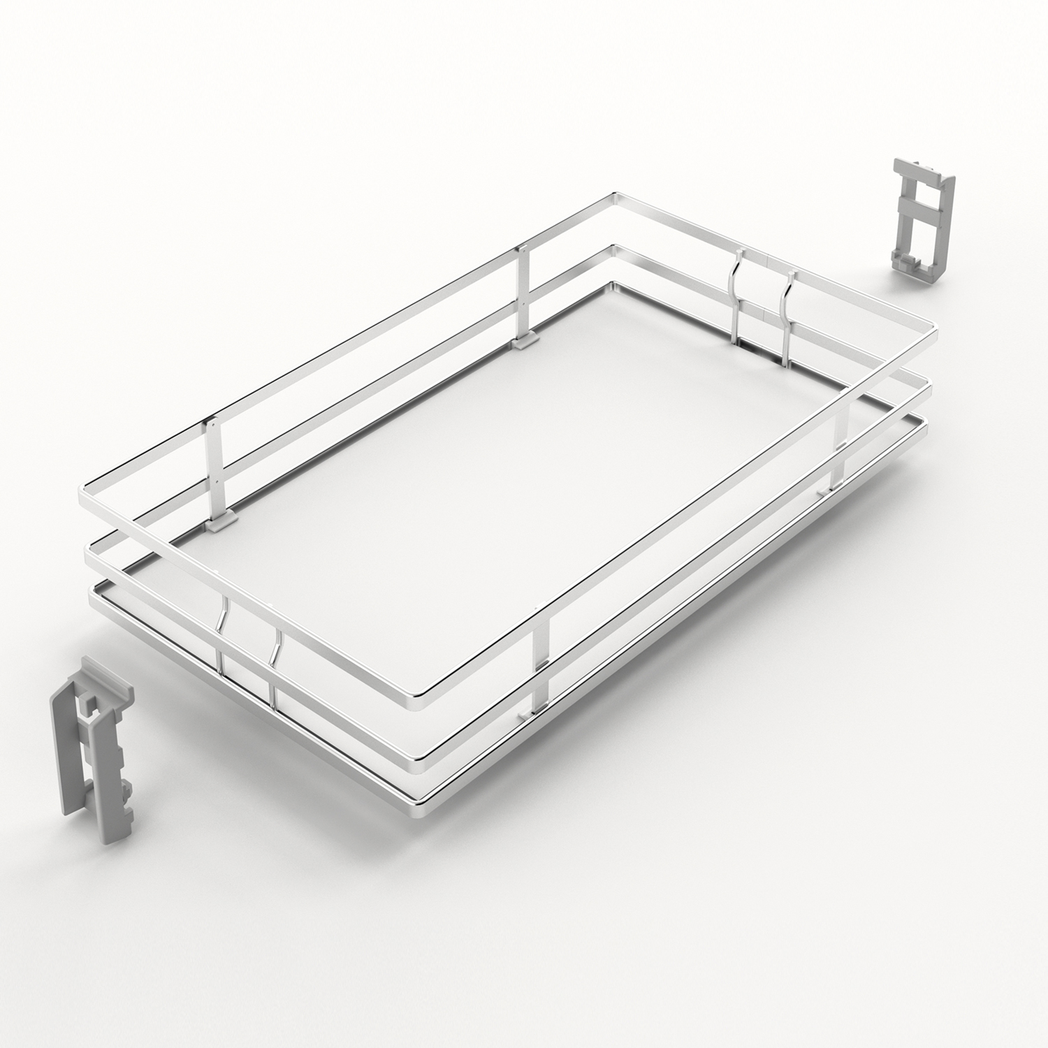 Навесная полка OLONA 400, дно HDF, в шкаф 300 мм, хром/белый