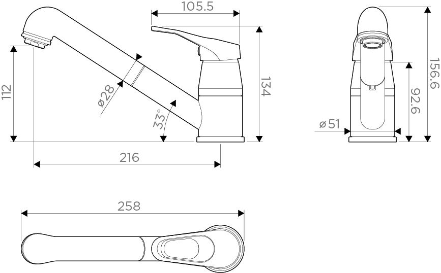 Смеситель Tateyama-BL, латунь/гранит, черный/хром