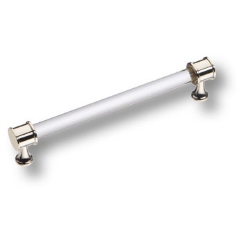Ручка-скоба, 2595-016-128, 128мм, металл/стекло, глянцевый никель