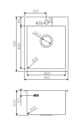 Мойка Akisame 41-IN, нержавеющая сталь, нержавеющая сталь