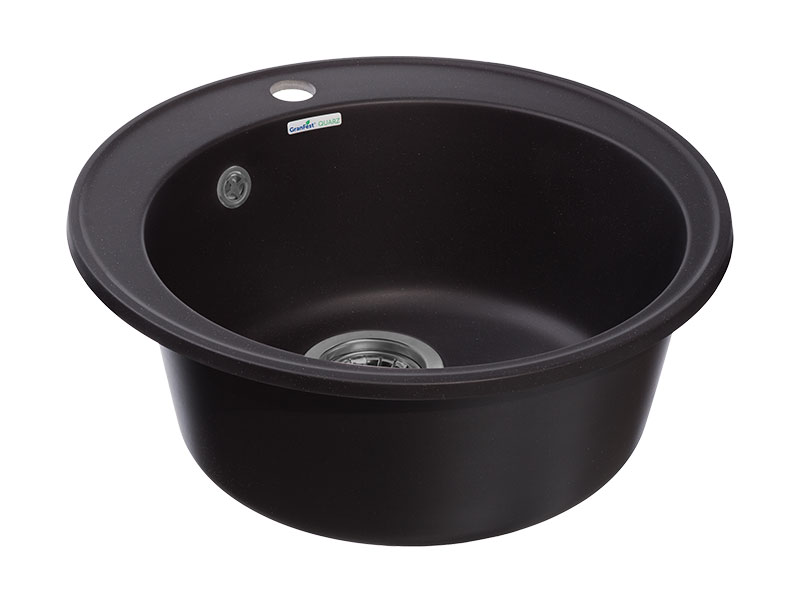 Мойка GranFest QUARZ 08, d=480 мм, черный (круглая, без сифона)