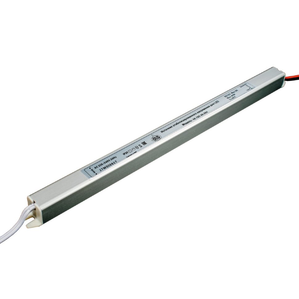 Трансформатор  72W/12V, 6А, IP20, 372x18x18мм, сверхтонкий, без шнура, GLS