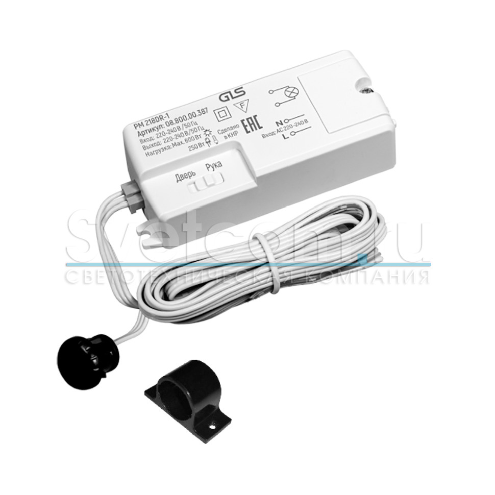 Выключатель ИК взмах/преграда, с выносным сенсором, 220В/250Вт, Ø14мм, черный, PM 218DR-1