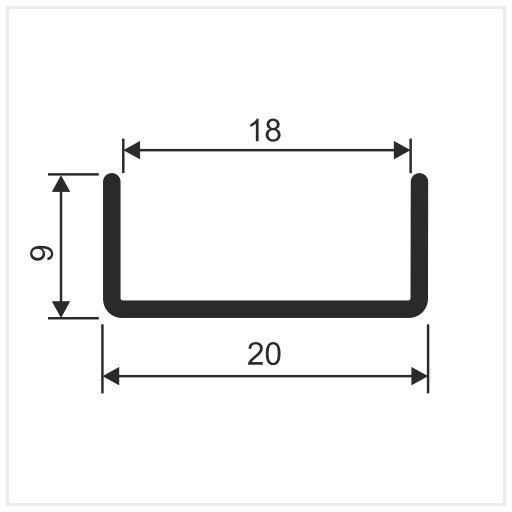 Алюминиевый С-образный профиль для ДСП 18мм, L=5000мм, серебро