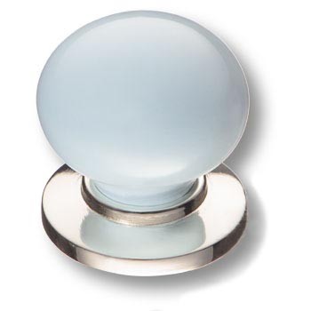Ручка-кнопка, 3005-51-BLUE, d=32мм, керамика/металл, голубой/глянцевый никель