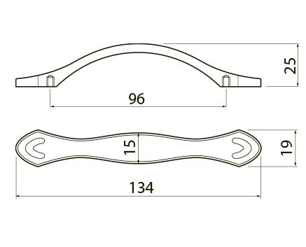 Ручка-скоба, ROYAL4, 96мм, металл, янтарный/золото