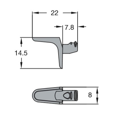 Полкодержатель Titus без шипа, металл, никель, "уголок"