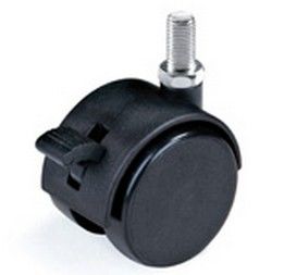 Опора колесная с резьбой М8, d=50мм, со стопором, пластик, черный, CMF