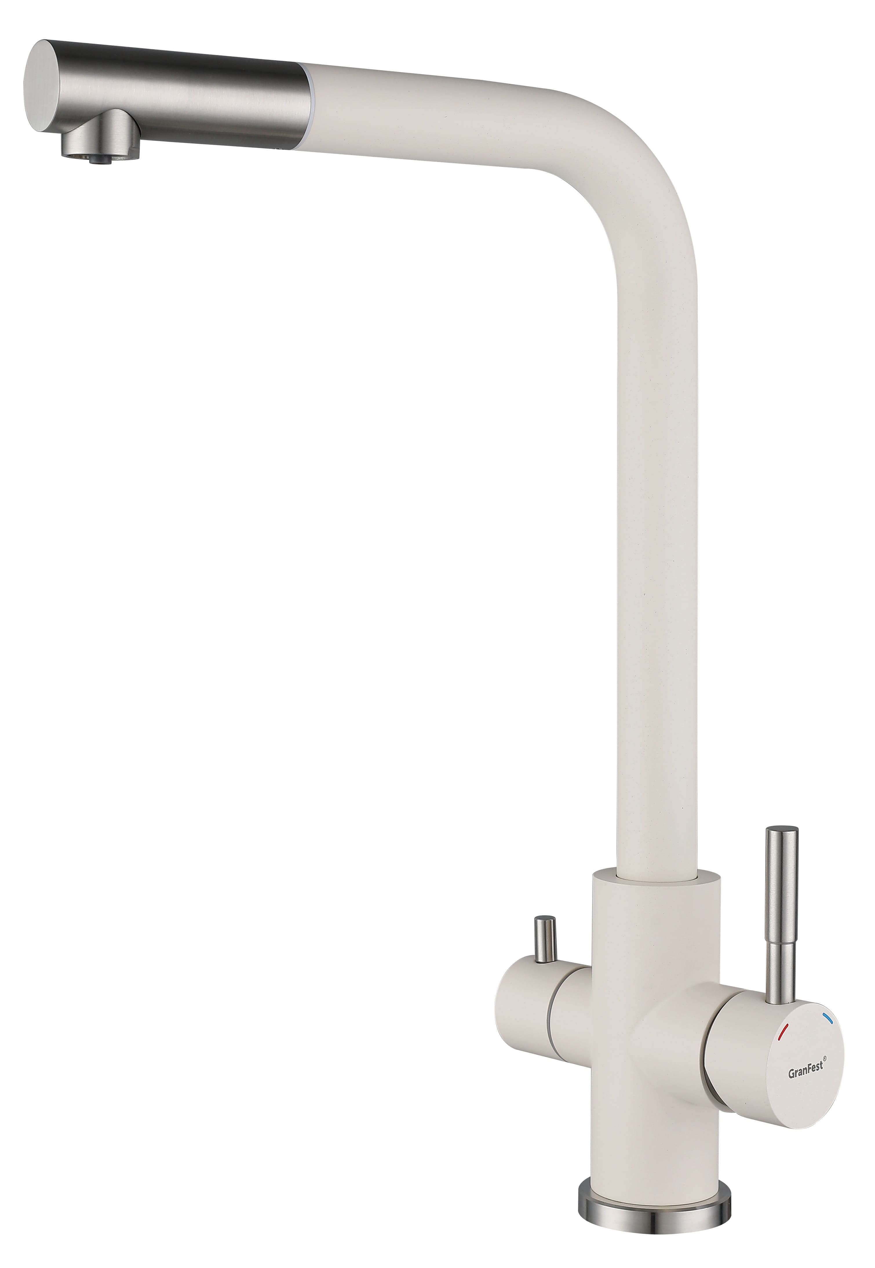 Смеситель GranFest Quarz Z-5421, с краном питьевой воды, белый
