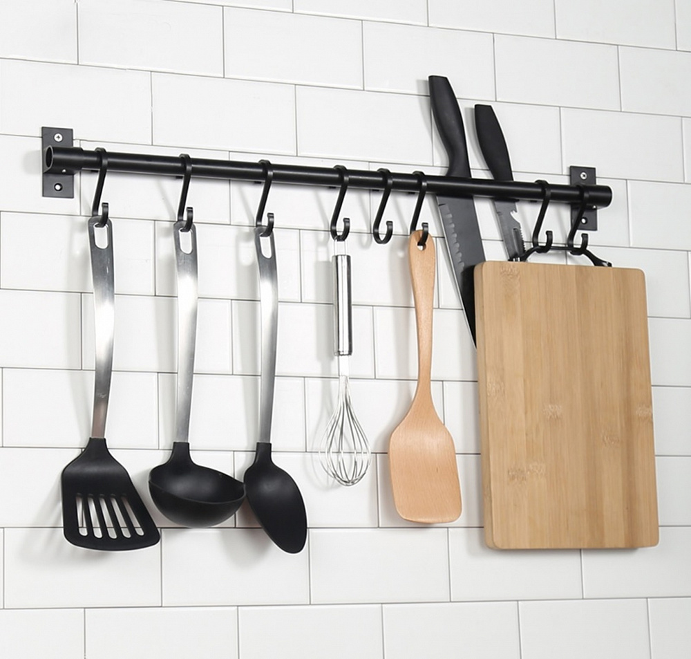 Рейлинг FJORD, L=600мм, с комплектом креплений (без крючков), алюминий, черный матовый