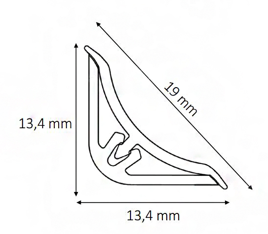 Плинтус LB-15, алюминий, L=3000мм, 13,4х13,4мм, Россия