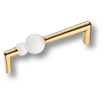 Ручка-скоба, 15.189.128 AT WH 19, 128мм, металл/смола, глянцевое золото/белый, "Atomo"