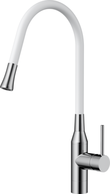 Смеситель Yatomi-BN-WH, латунь, нержавеющая сталь/белый шланг