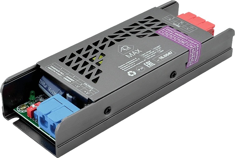 Трансформатор 100W/12V, IP20, компактный, без шнура, металлический, MAX AQ