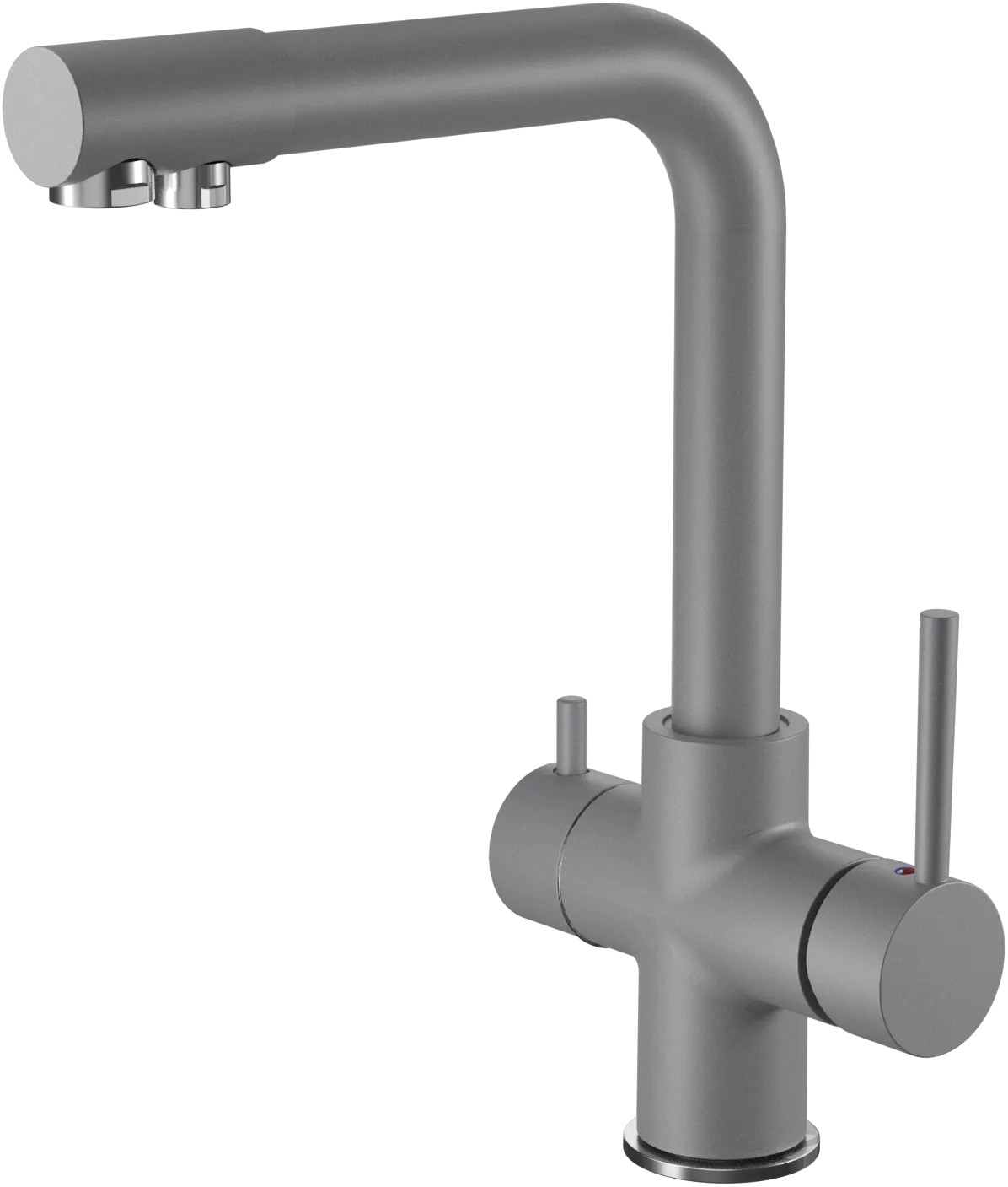 Смеситель GranFest Quarz Z-5423, с краном питьевой воды, темно-серый