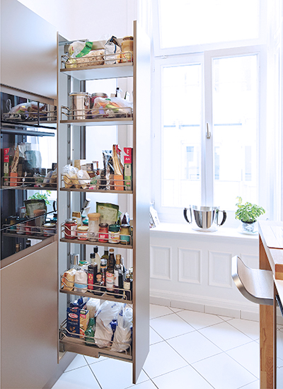 Колонна выкатная Диспенса 90*, 6 корз, 300х1900-2300мм, полн. выдв, в базу 300, хром, Kessebohmer