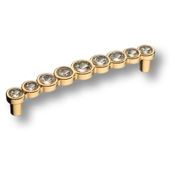Ручка-скоба, C060275 128 CRY 19, 128мм, металл/кристаллы, глянцевое золото