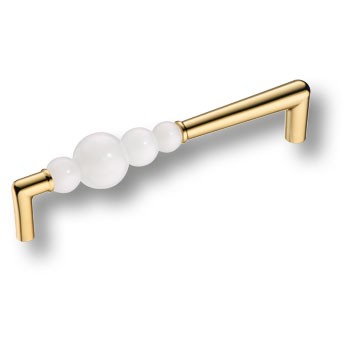 Ручка-скоба, 15.189.160 AT WH 19, 160мм, металл/смола, глянцевое золото/белый, "Atomo"