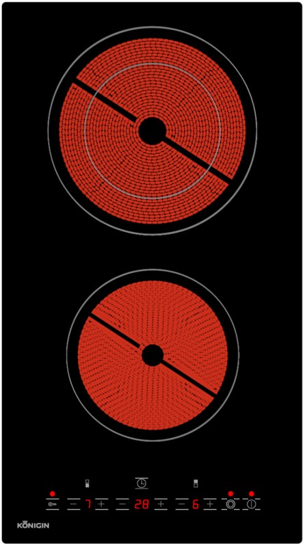 Варочная панель Libra C302 TBK, 30 см, стеклокерамика, черный, Konigin