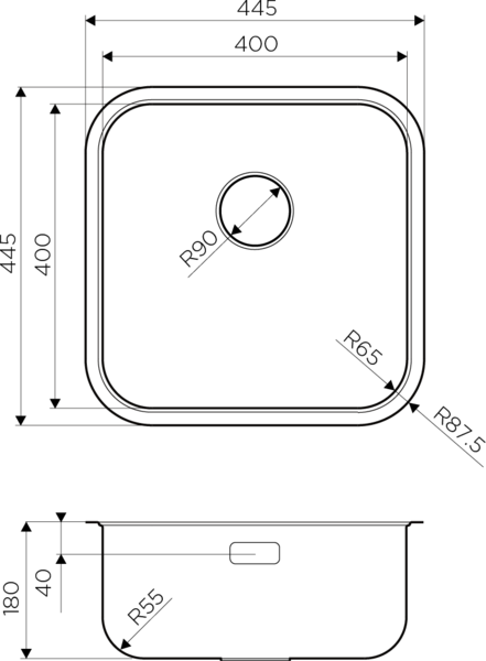 Мойка Omi 44-U/I-IN Quadro, нержавеющая сталь, нержавеющая сталь