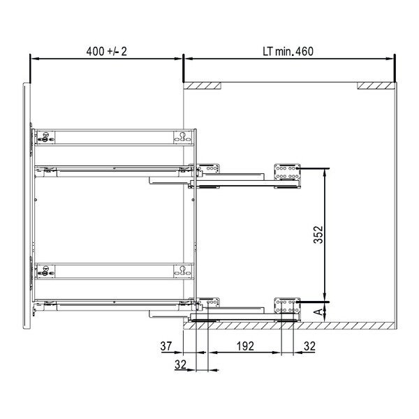 Корзина 150мм, 2 яруса, 109x464x534мм, боковое левое, без направляющих, графит, Cargo, Reis