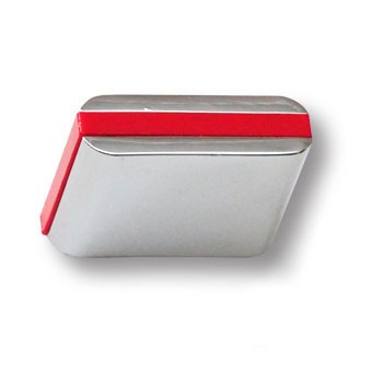 Ручка-кнопка, 429025MP02PL17, 25х10х28мм, металл/пластик, глянцевый хром/красный