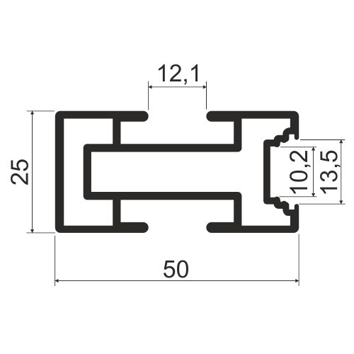 Профиль опорный алюминиевый, L=5500, под рассеиватель, латунь