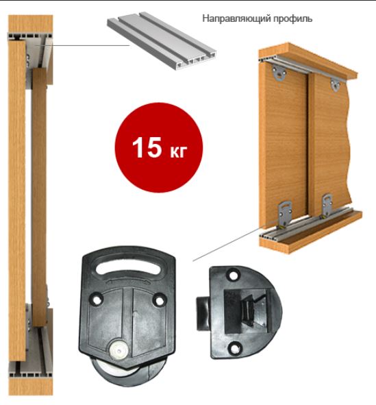 Комплект ригелей коричневый (1ролик+1защелка)  d=35мм