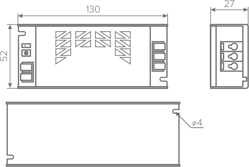 Трансформатор  36W/12V, IP20, компактный, без шнура, металлический, MAX AQ