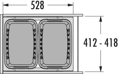Система хранения белья Laundry-Carrier 45 NEW, 2х33л, 412-418х528х545мм, металл/пластик