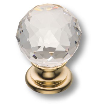 Ручка-кнопка, 9993-100, d=25мм, металл/стекло, глянцевое золото