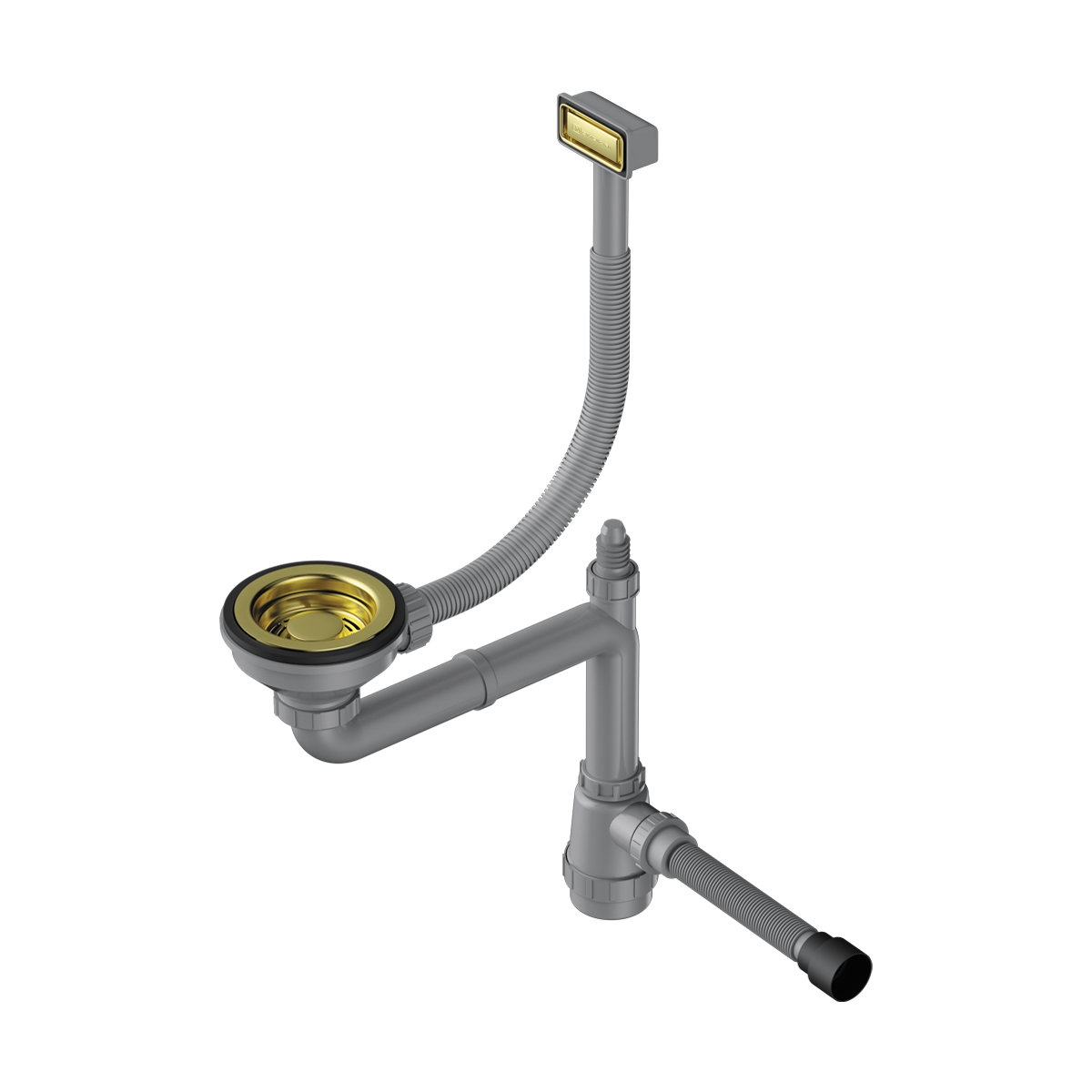 Арматура для одночашевых моек WK-1-LG, прямоуг. перелив, светлое золото