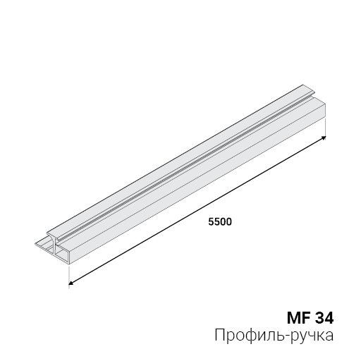 Профиль-ручка MF34, L=5500мм, латунь