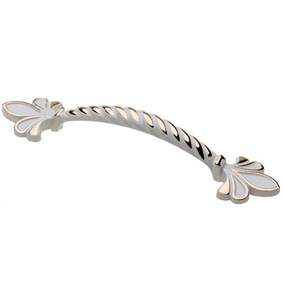 Ручка-скоба, ROYAL3, 96мм, металл, белый/золото