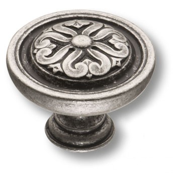 Ручка-кнопка, BU 009.50.16, d=50мм, металл, античное серебро