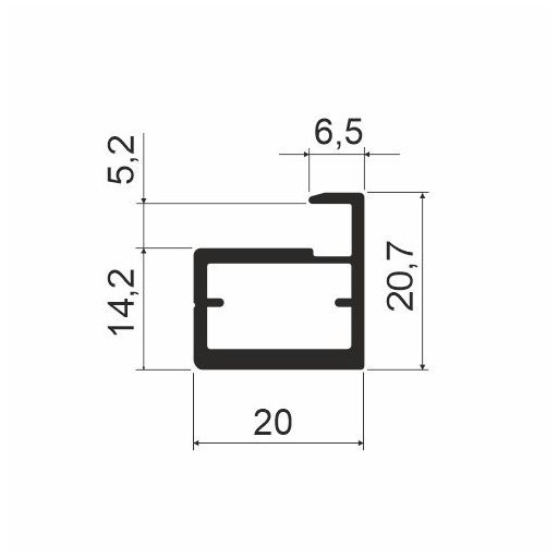Профиль горизонтальный MF50, L=6000мм, черный браш