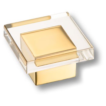 Ручка-кнопка, 15.383.40.19, 40х40мм, металл, глянцевое золото