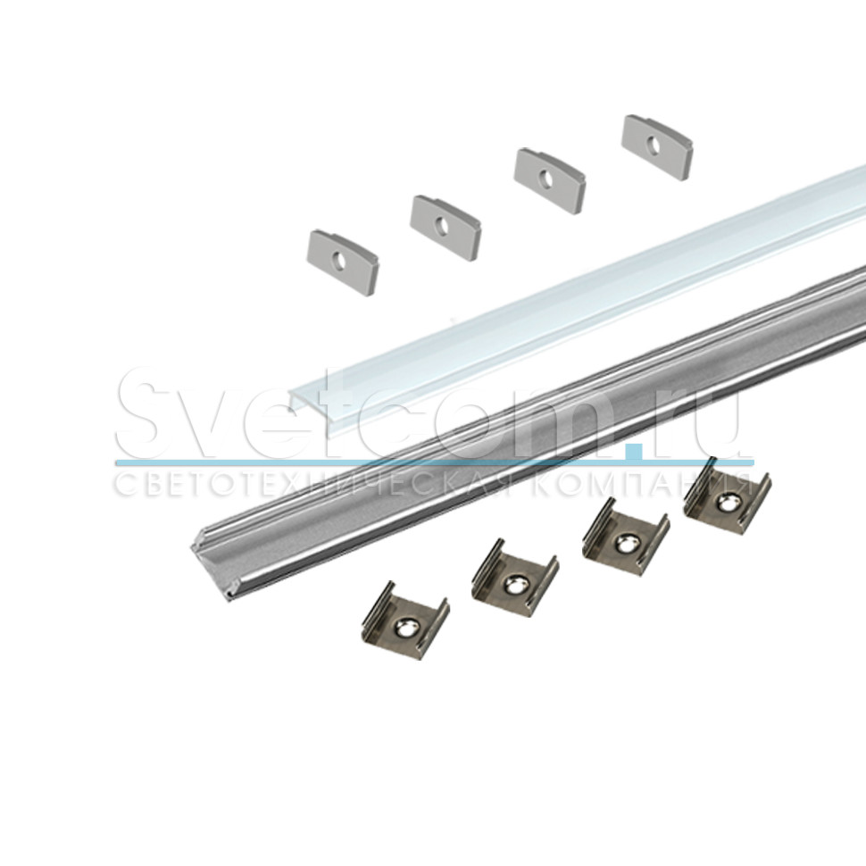 Профиль накладной 17х7х3000мм, лента ≤10мм, алюминий (диффузор молочный, 6 заглушек),1707W-01