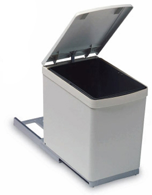 Контейнер для мусора с крышкой, 16л, 230x380x360мм, пластик, светло-серый, Gollinucci