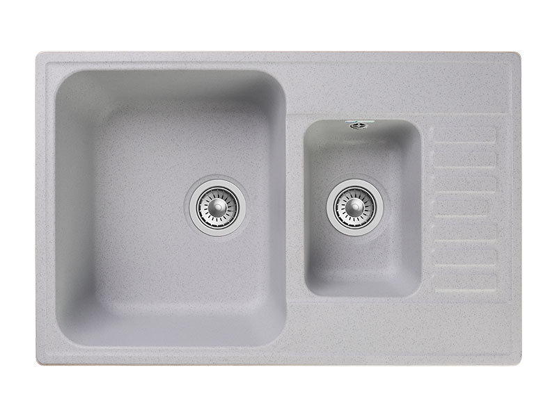Мойка GranFest QUARZ 21К, 737х480 мм, серый (прямоугольная, 1,5 чаши, без сифона)
