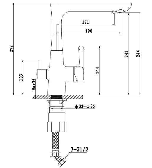 Смеситель GranFest 3223, d=40 мм, иней