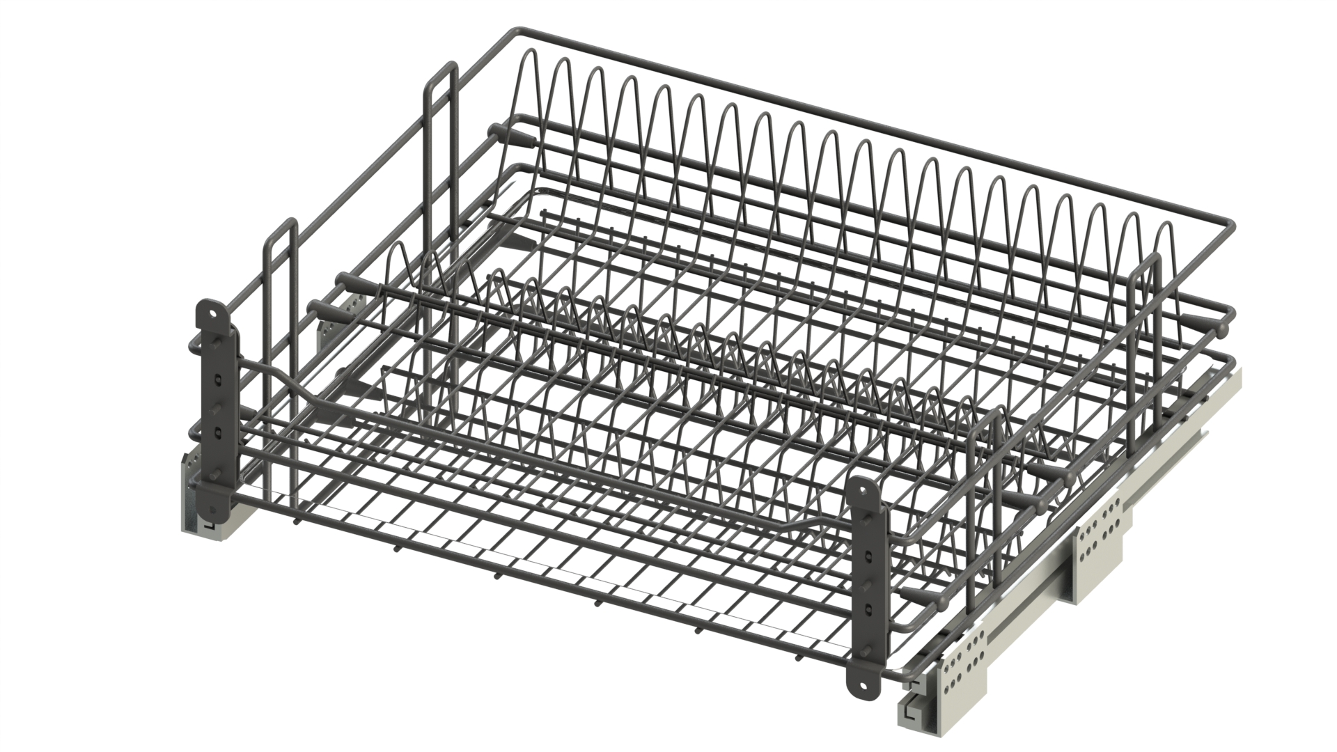 Сушка в нижний шкаф 700мм, 645х485х180мм, направляющие с доводчиком Hettich, графит, Россия
