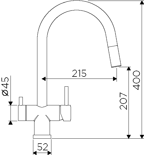 Смеситель Akita-S-C, латунь, хром