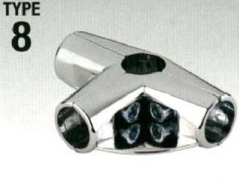 UNO8 Соединитель угловой c одним полкодержателем для 4-х труб  25мм, хром, CMF