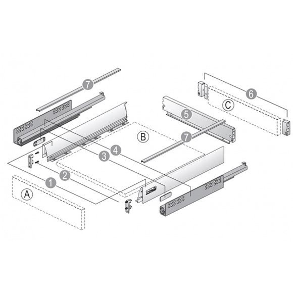 Комплект ящика InnoTech Atira полного выдв Silent System, H70, NL470, серый