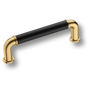 Ручка-скоба, 4681 0096 GL-AL6, 96мм, металл, глянцевое золото/черный