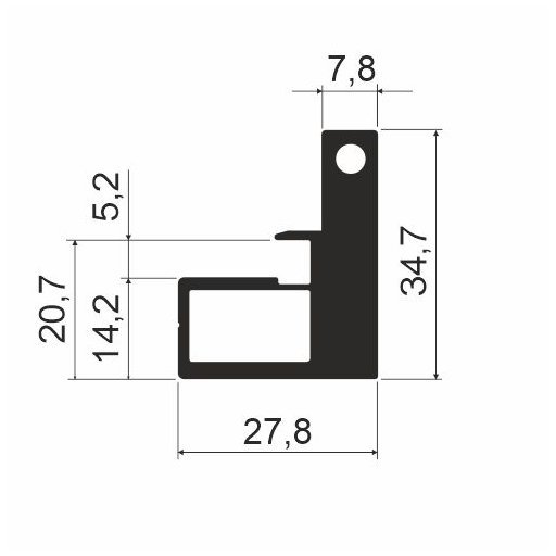 Профиль под петли MF52, L=2650мм, латунь