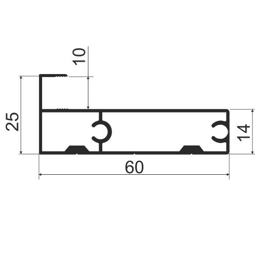 Профиль горизонтальный верхний/нижний для подвесной системы OPK, L=2900мм, серебро