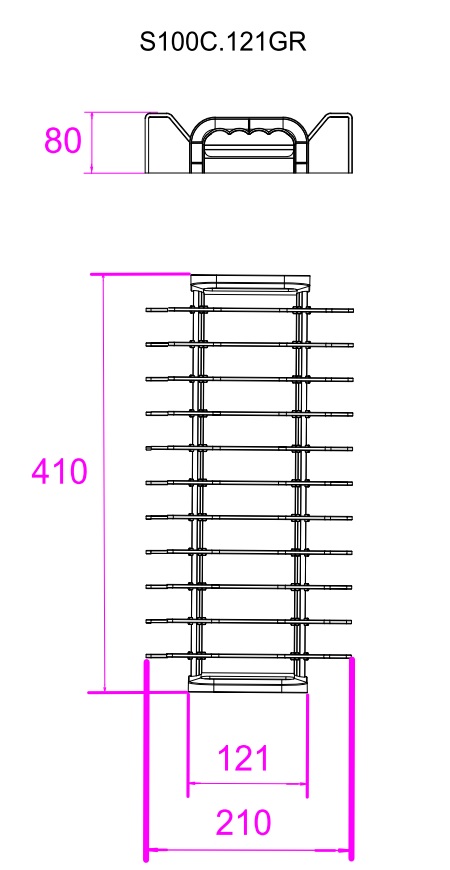 Органайзер для хранения тарелок большой, 410х210х80мм, для S100B/S100A, алюм/пластик, антрацит, JET
