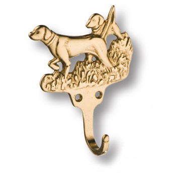 Крючок для одежды "Собака", 00099, латунь, глянцевая латунь